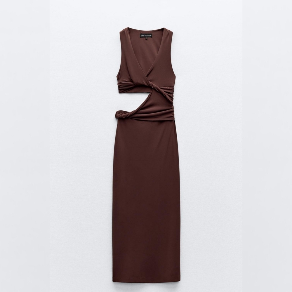 Zara Cut Out Dress Brown - Picture 14 of 14